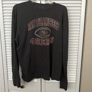 NFL Team Apparel Men’s Charcoal Gray 49er 100% cotton long sleeve T-Shirt -Large
